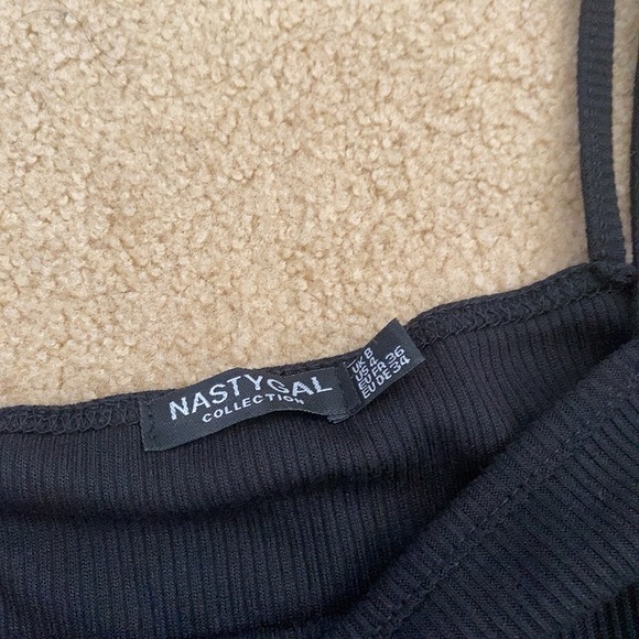 Nasty Gal Ruffle Black Knit Bodycon Dress - Picture 2 of 3